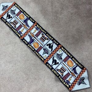 Halloween WITCHES NIGHT OUT Cat Pumpkin Broom Table Runner 13” X 70”